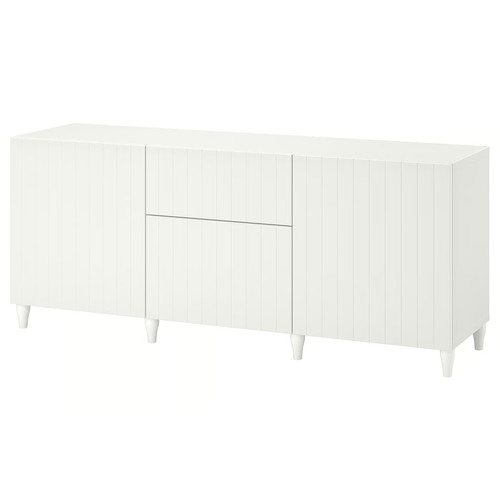 BESTÅ Storage combination with drawers, white, Sutterviken/Kabbarp white, 180x42x74 cm