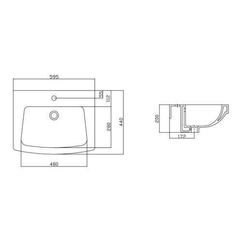 Ceramic Wall-Mounted Basin GoodHome Zapia 59.5x44cm, white