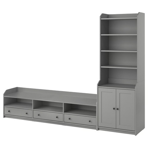 HAUGA TV/storage combination, grey, 276x46x199 cm