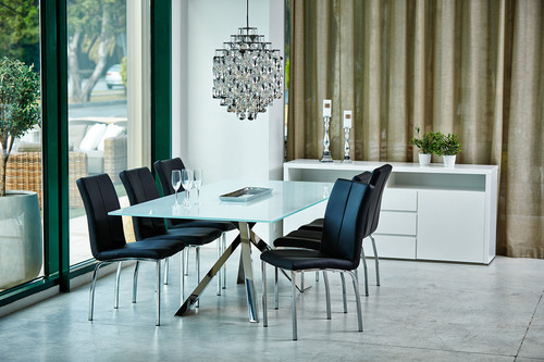 Chair Asama, black, chrome legs