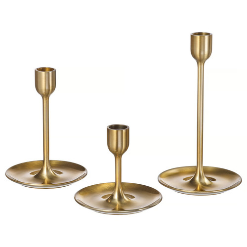 FULLTALIG Candlestick, set of 3, brass-colour