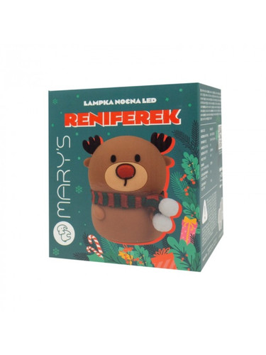 MARY'S LED Reindeer Night Light with Scarf, Brown