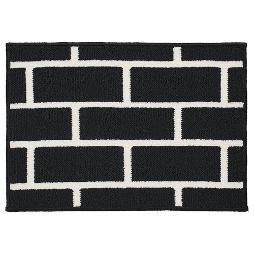 VÄNDPLATS Door mat, black/brick pattern, 40x60 cm