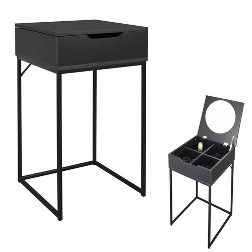 Nightstand Bedside Table Dressing Table with Mirror Leyla, black