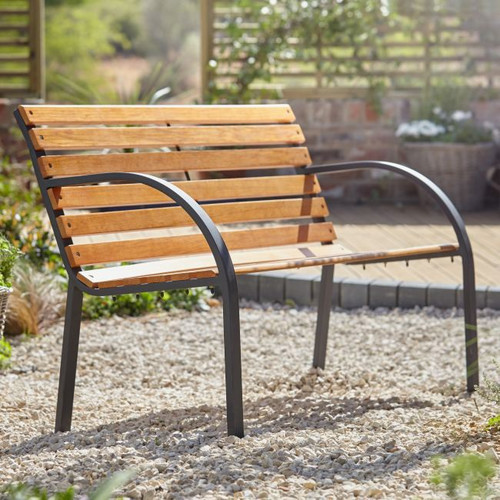 Garden Bench with Armrest Norfolk, brown