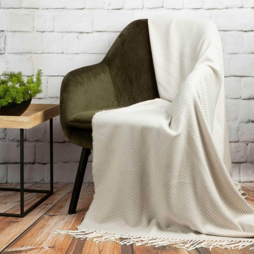 Blanket Akryl 130 x 170 cm, beige/white