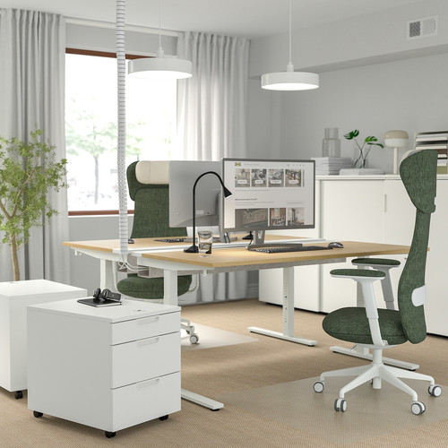 MITTZON Desk, oak veneer white, 160x80 cm