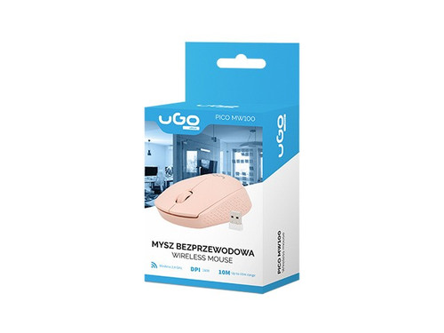 uGo Optical Wireless Mouse Pico MW100 1600DPI, pink