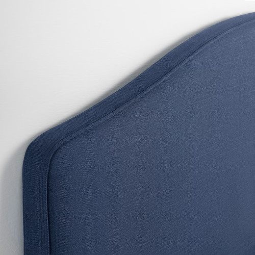 RAMNEFJÄLL Upholstered bed frame, Kilanda dark blue/Luröy, 160x200 cm