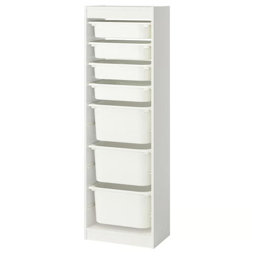 TROFAST Storage combination with boxes, white/white, 46x30x145 cm