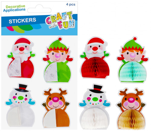 Accordion Christmas Sticker Decorations, 4 pcs