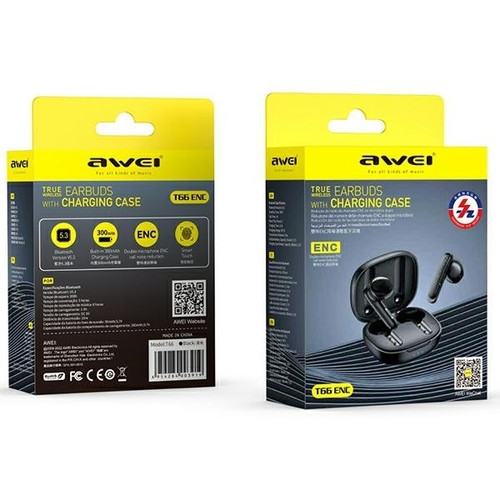 AWEI Headphones Earphones Bluetooth T66 TWS, black