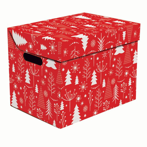 Decorative Christmas Storage/Gift Box, Red Christmas Trees