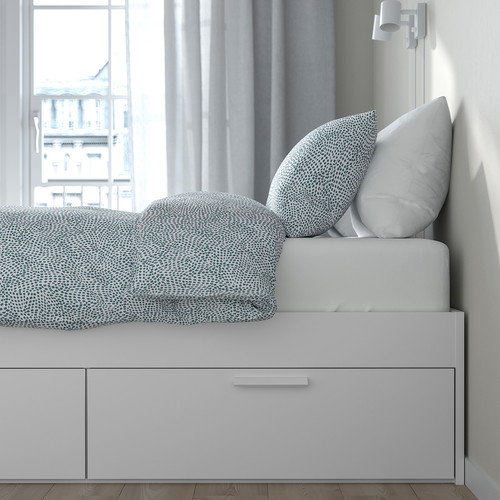 BRIMNES Bed frame with storage, white/Lindbåden, 180x200 cm