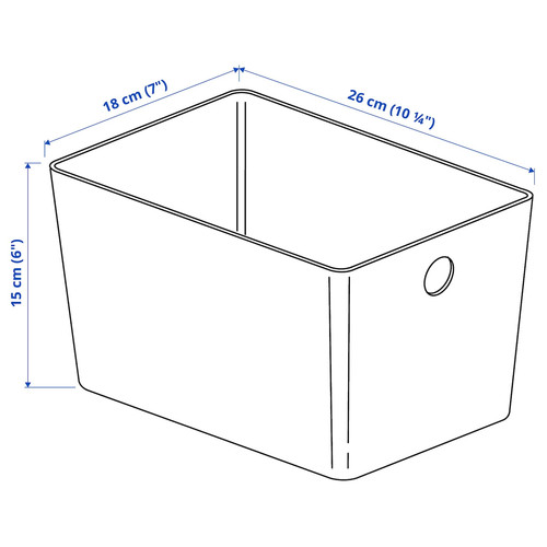 KUGGIS Box, transparent black, 18x26x15 cm