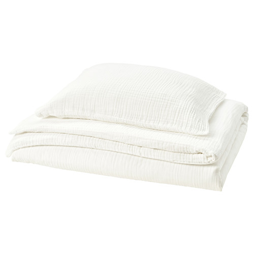 SCHERSMIN Duvet cover and pillowcase, white, 150x200/50x60 cm