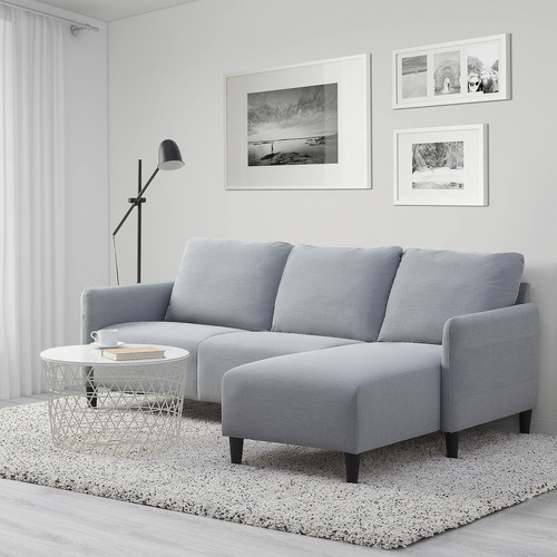 ANGERSBY 3-seat sofa, with chaise longue/Knisa light grey