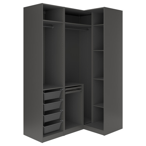PAX / FYRUDDEN Corner wardrobe, dark grey/blue, 161/111x236 cm