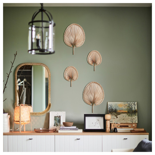 MOLNSKOG Wall decoration, set of 2, palm leaf handmade