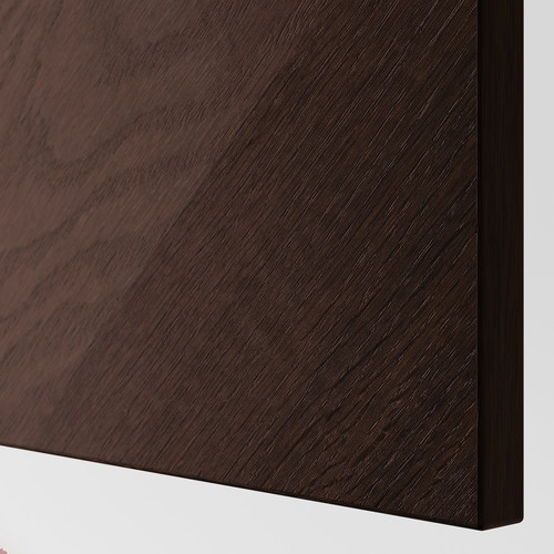 BESTÅ Wall-mounted cabinet combination, black-brown Hedeviken/dark brown stained oak veneer, 180x42x64 cm