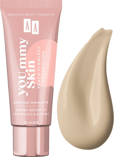 AA YOU.mmy Skin Peach Flawless Mineral Foundation 02 Nude 90% Natural 30ml
