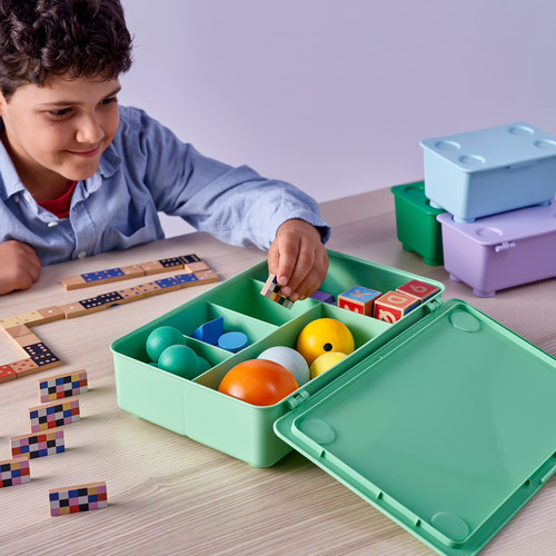 GLIS Box with lid, green, 34x21 cm