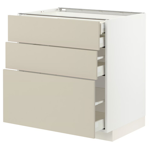 METOD / MAXIMERA Base cb 3 frnts/2 low/1 md/1 hi drw, white/Havstorp beige, 80x60 cm