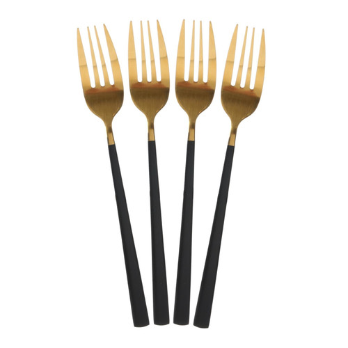 Cutlery Set Cerise 16pcs, black-gold