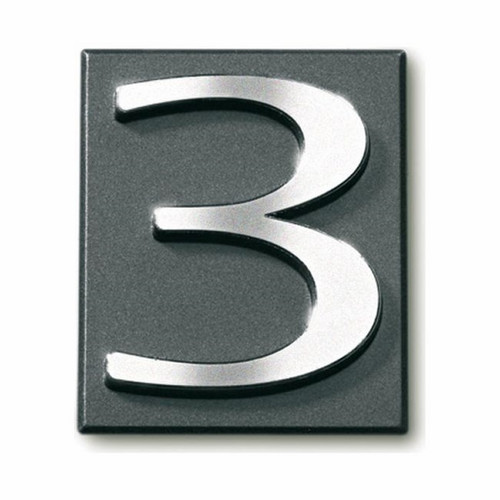 Self Adhesive House Digit "3" 4x4.7 cm, graphite
