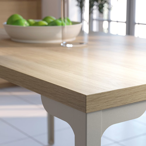 SKÅLSTA Table, oak effect/straight light grey-beige, 140x80 cm