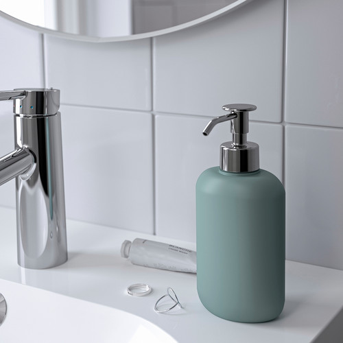 EKOLN Soap dispenser, light grey-turquoise