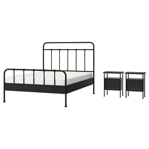 STJÄRNÖ / GRÅFJÄLLET Bedroom furniture, set of 3, anthracite, 140x200 cm