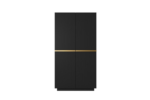 Wardrobe Nicole 100 cm, matt black, gold handles