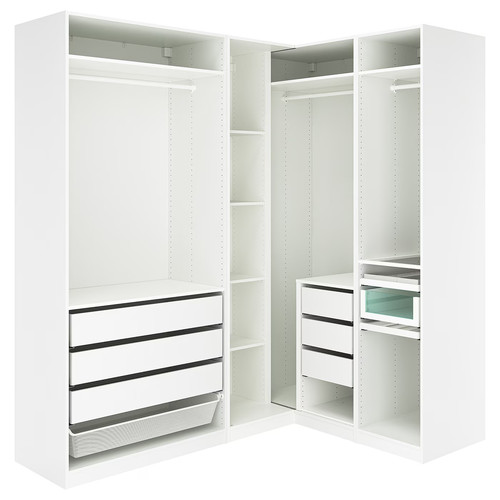 PAX Corner wardrobe, white, 210/160x236 cm