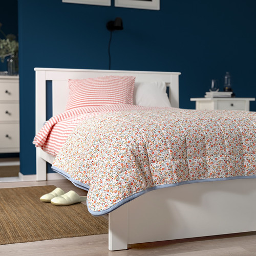 GULLNATTLJUS Bedspread, white/floral pattern, 160x250 cm