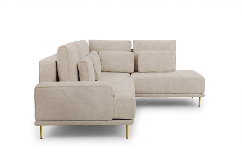 Corner Sofa-Bed Right Nicole L Crown 2 Beige/gold legs