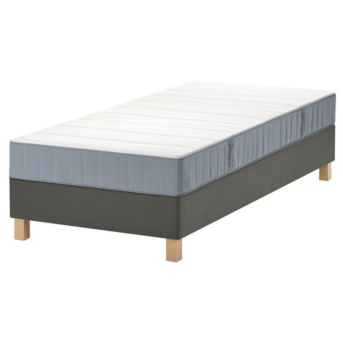 LYNGÖR Divan bed, Vesteröy firm/light blue dark grey, Standard Single