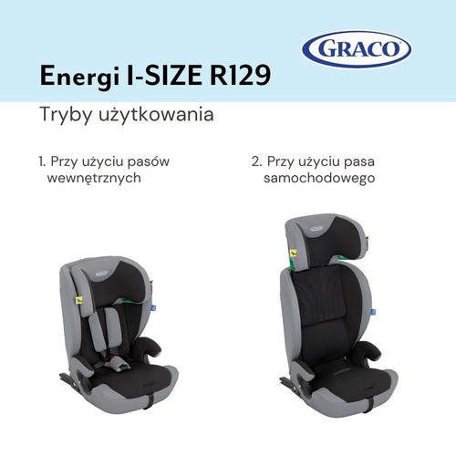 Graco Energi i-Size R129 2-in-1 Car Seat with ISOFIX and Top Tether, meteor