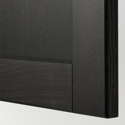 METOD High cab f fridge or freezer w door, black/Lerhyttan black stained, 60x60x200 cm