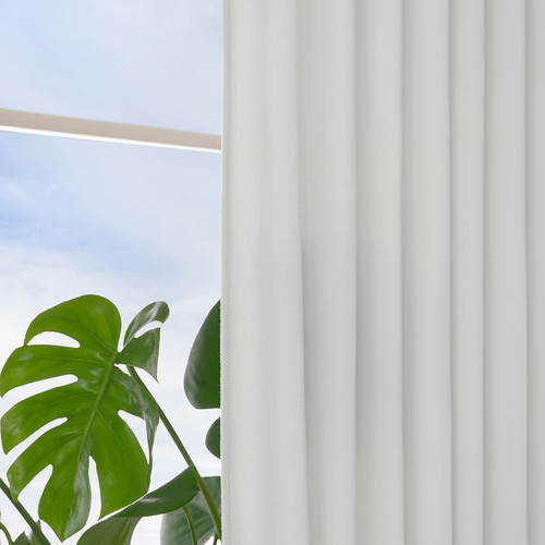 GINSTMOTT Curtains, 1 pair, white/with eyelets, 145x300 cm