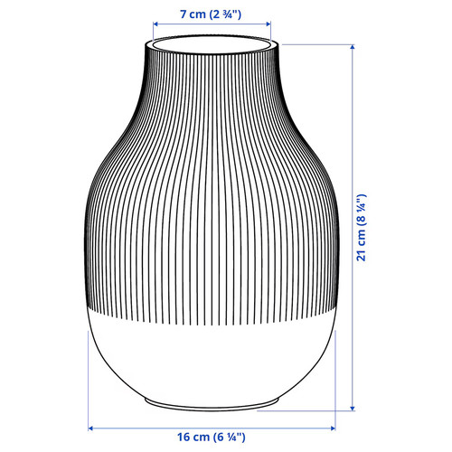 GRADVIS Vase, dark grey, 21 cm