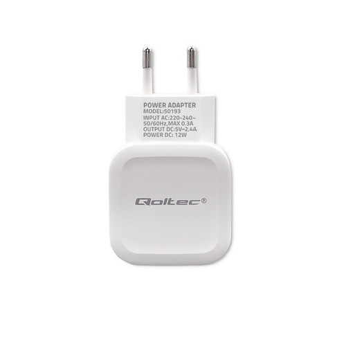 Qoltec Wall Charger Europlug 12W 5V 2.4A USB, white