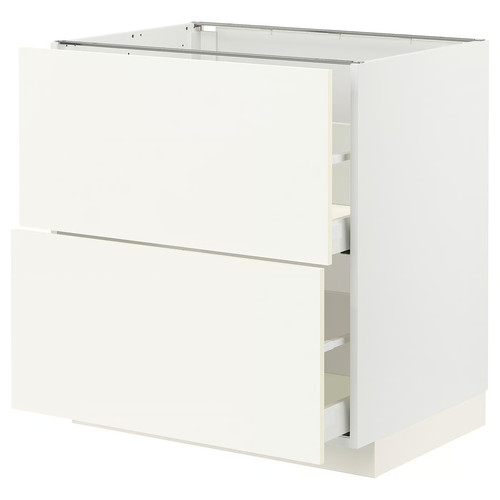 METOD / MAXIMERA Base cb 2 fronts/2 high drawers, white/Vallstena white, 80x60 cm