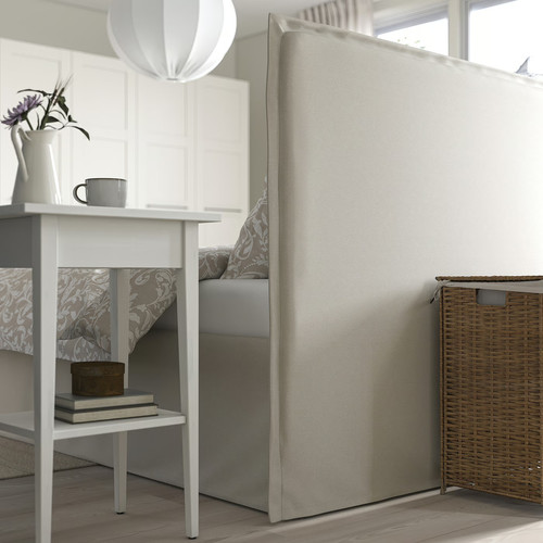 TÄRNKULLEN Upholstered bed frame, Vissle beige/Luröy, 140x200 cm