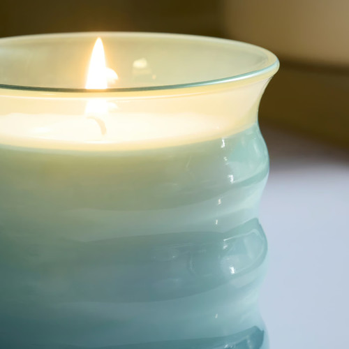 JUVELTRAST Scented candle in glass, Apple light green, 50 hr