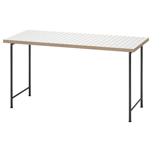 LAGKAPTEN / SPÄND Desk, white anthracite/black, 140x60 cm