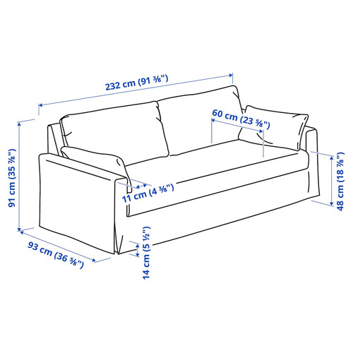 HYLTARP 3-seat sofa, Gransel natural