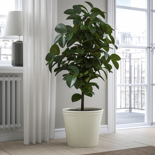 KÖRSBÄRSBJÖRK Plant pot, light grey/beige, 32 cm