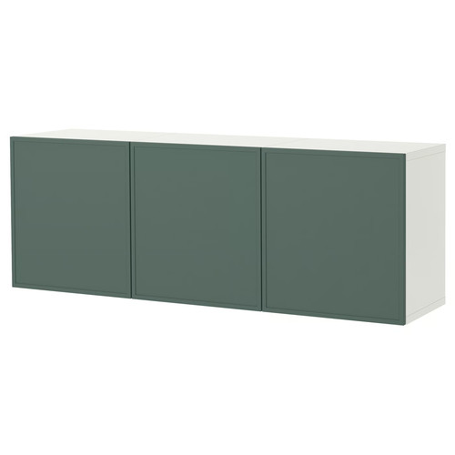 BESTÅ Wall-mounted cabinet combination, white/Krukmakare dark grey-green, 180x42x64 cm