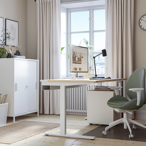 MITTZON Desk, oak veneer white, 160x80 cm